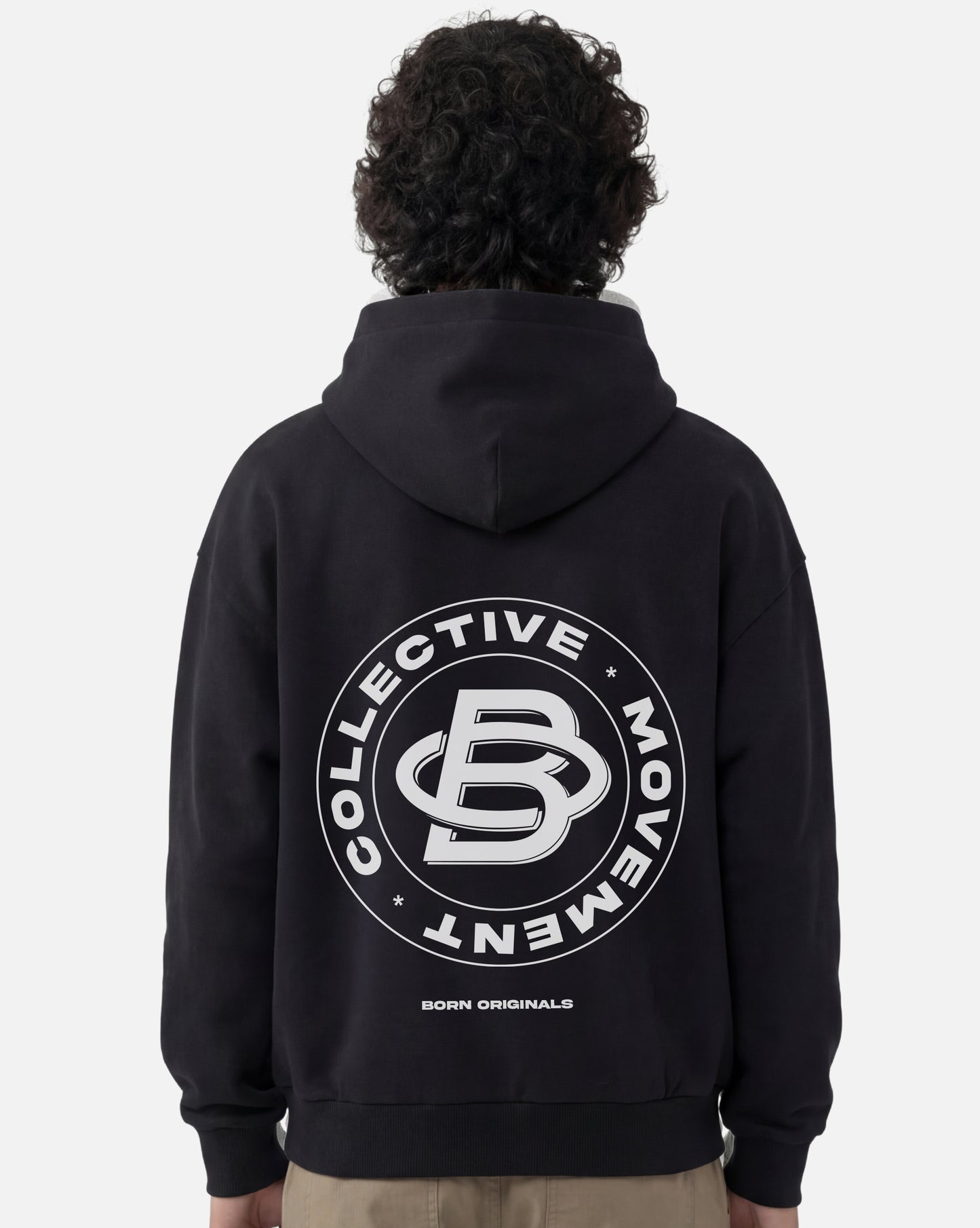 Unisex Oversized Hoodie Black "Modern Monogram"