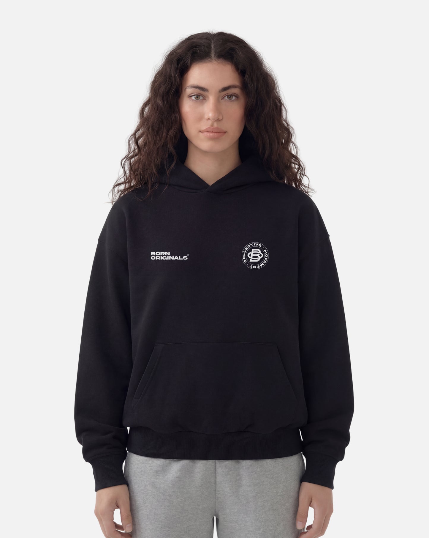 Unisex Oversized Hoodie Black "Modern Monogram"