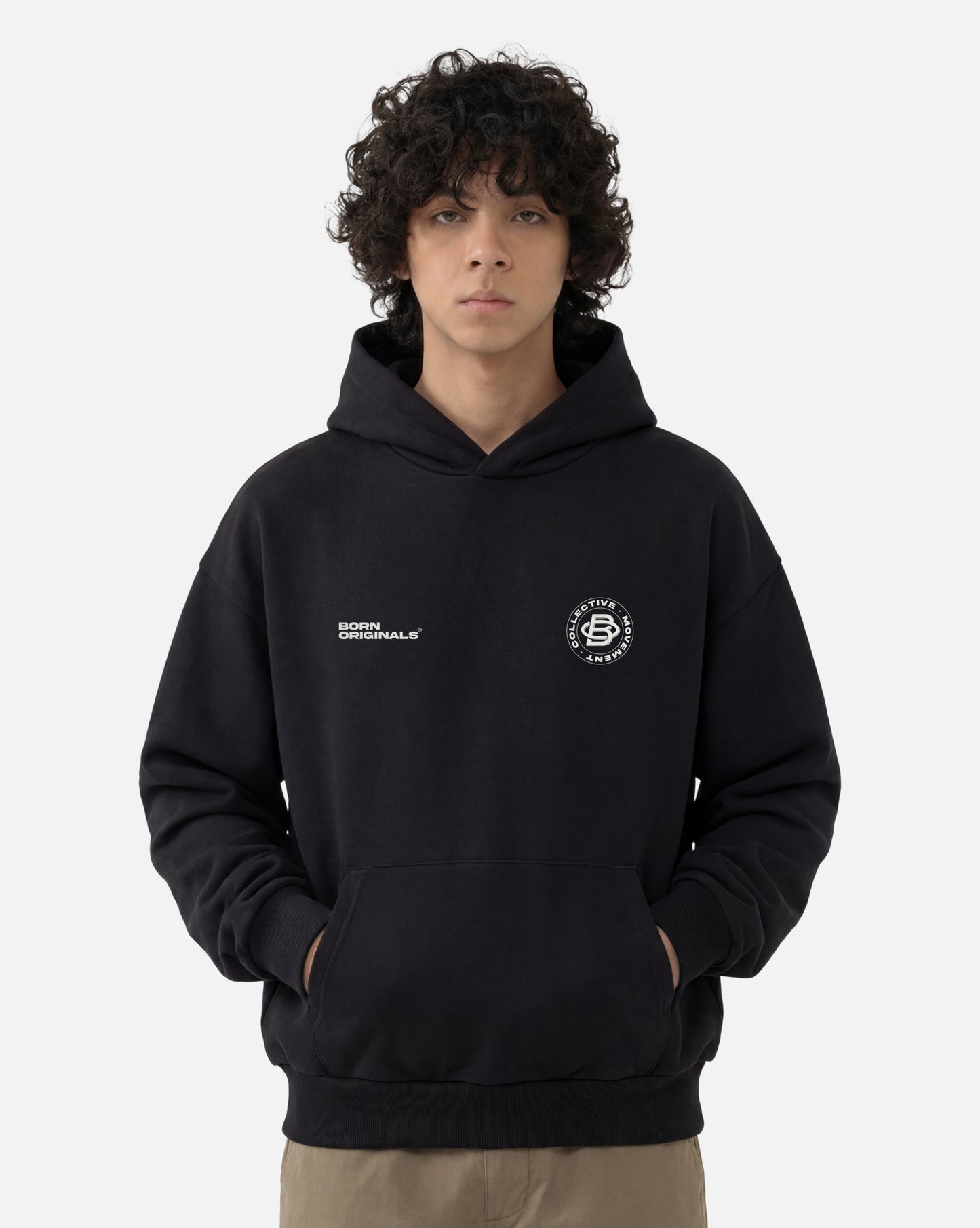 Unisex Oversized Hoodie Black "Modern Monogram"